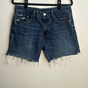Zara High Waist Distressed Denim Shorts Size 10